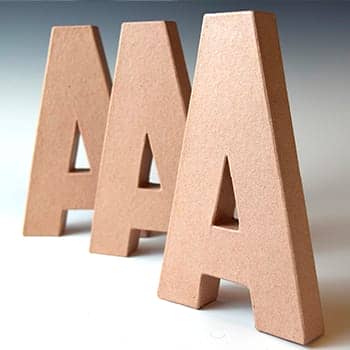 Three cardboard images of the letter A