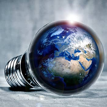 Image of the world in a lightbulb