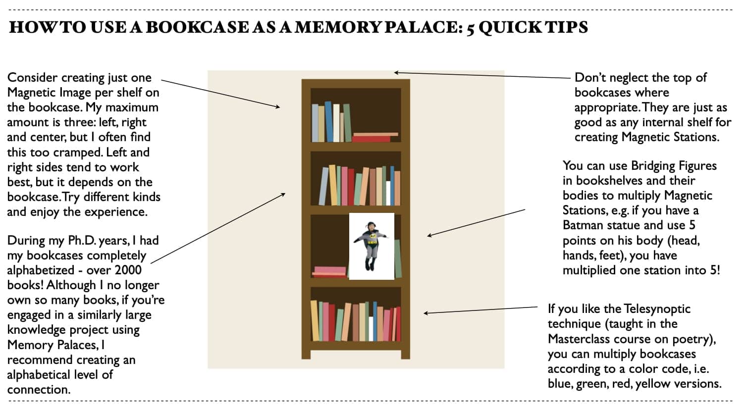 Imaginary bookcase Memory Palace illustration