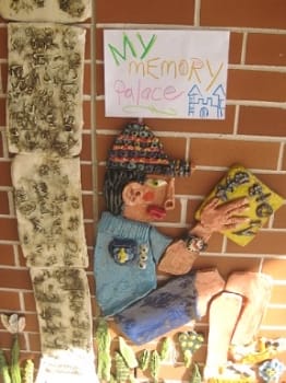 Image of a school and art to illustrate how to memorize German phrases with a Memory Palace