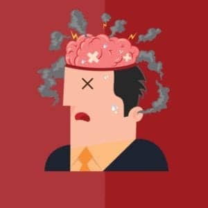 Illustration of man with brain on fire to illustrate digital amnesia