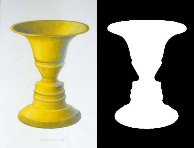 Rubin Vase to Illustrate the Negative Space Visualization Exercise