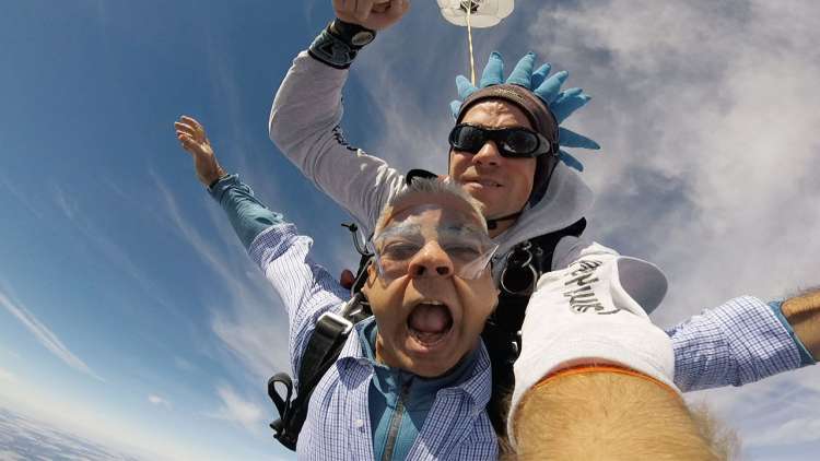 Picture of Sunil Khatri Skydiving Useful for a Mnemonic Example Bridging Figur