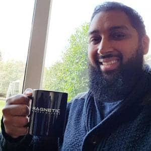 Picture of Mohammad Kolia with his Magnetic Memory Method cup