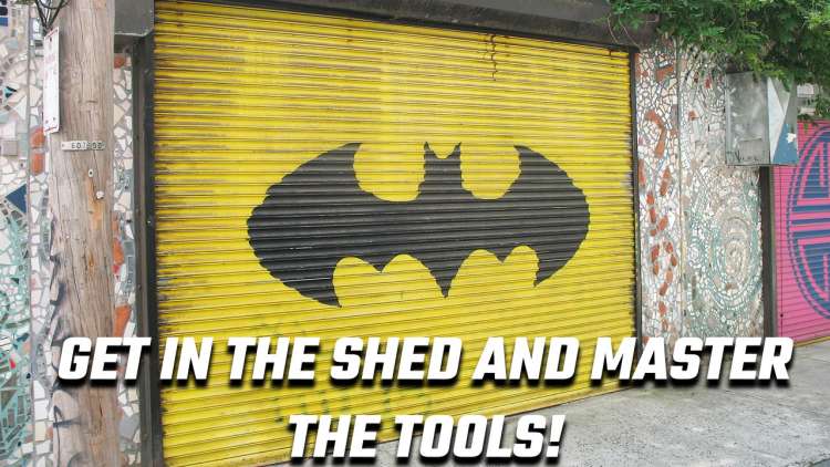 Image of a garage with the Batman logo to illustrate the need to master mnemonic devices