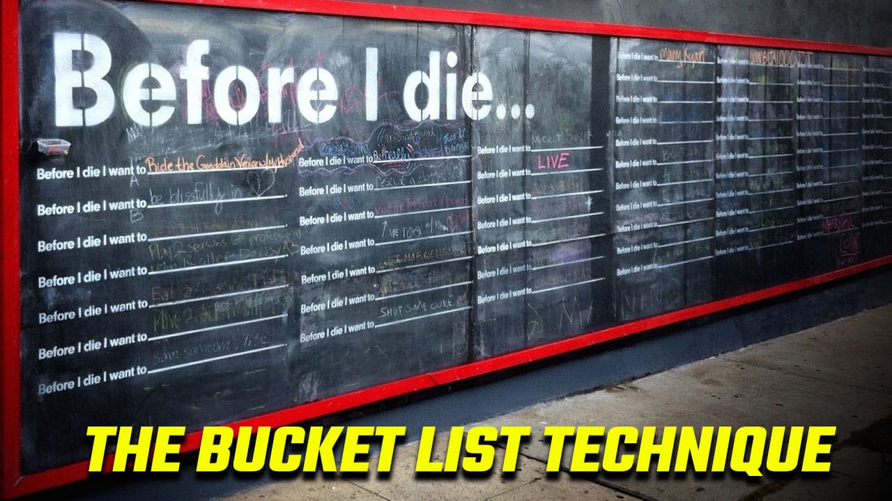 Image of a unique bucket list on a chalkboard
