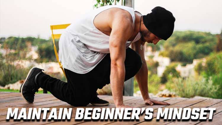Image of someone preparing to do pushups and maintaining beginners mindset