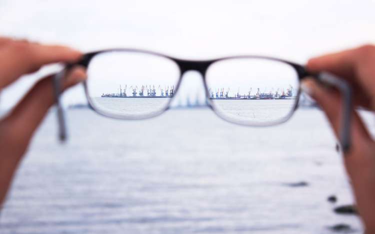 Selective visual attention, like this city view through a pair of eyeglasses