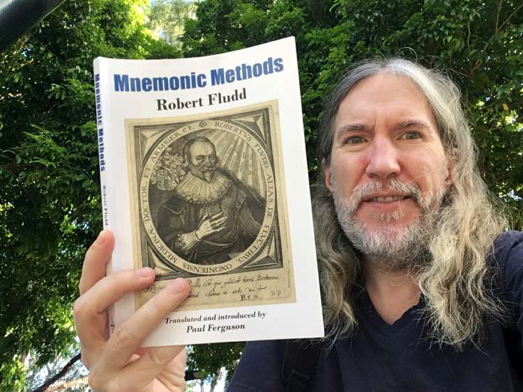 Anthony Metivier with Mnemonic Methods a Memory Palace book by Robert Fludd