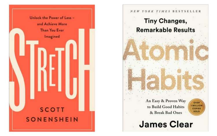 Book covers for Stretch and Atomic Habits.