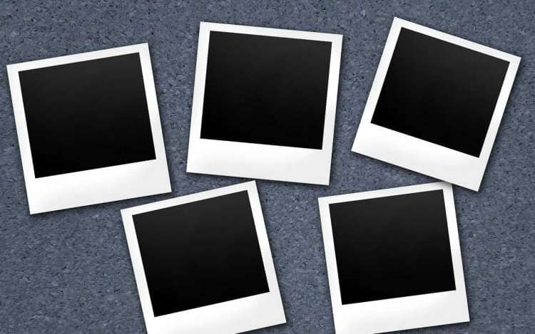 Blank polaroids; a visual depiction of long-term memory loss.