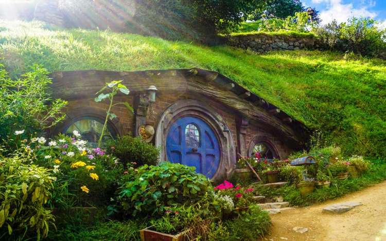 A Hobbit house from the set of The Lord of the Rings movies. You could use Hobbiton as your location for the story method.