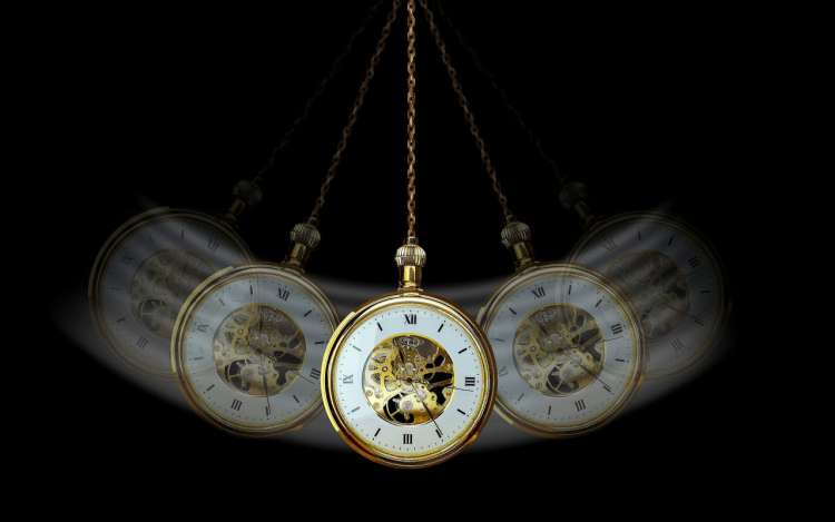 A swinging pendulum (pocket watch) used for guided visualizations like hypnotism.
