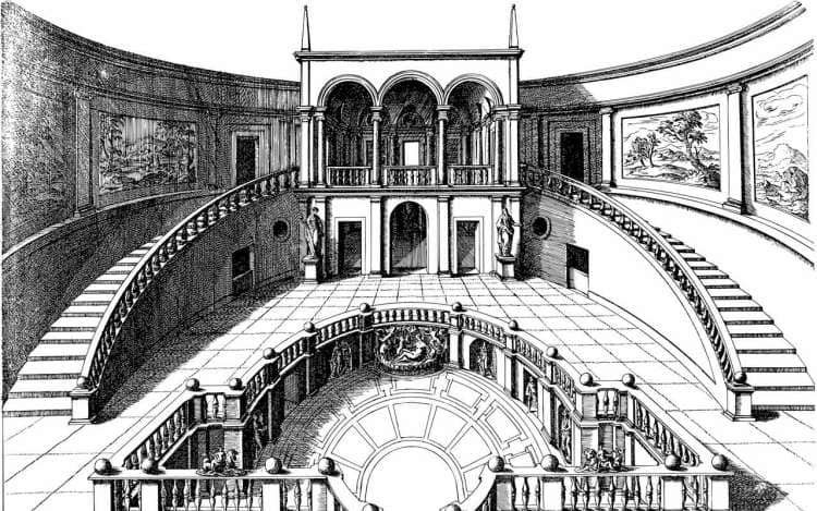 A black and white image of a Memory Palace, which can be used to retrieve information in your memory.