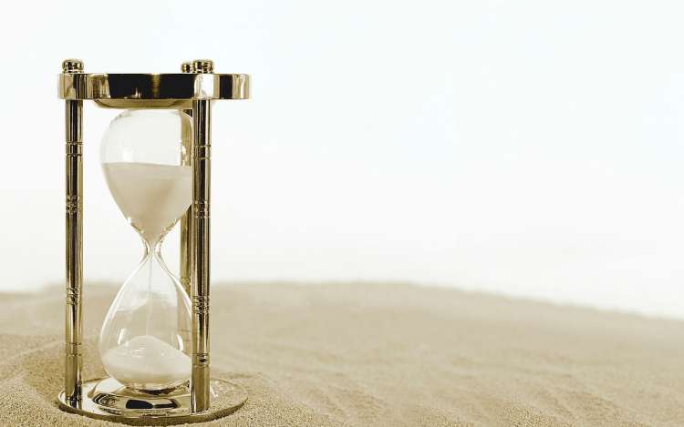 hourglass with white sand