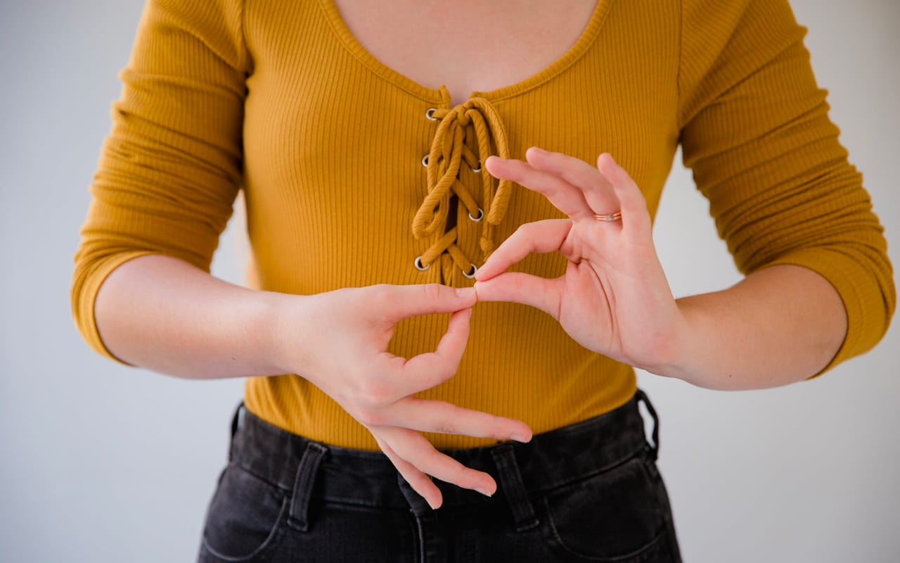 press thum and pointer finger together