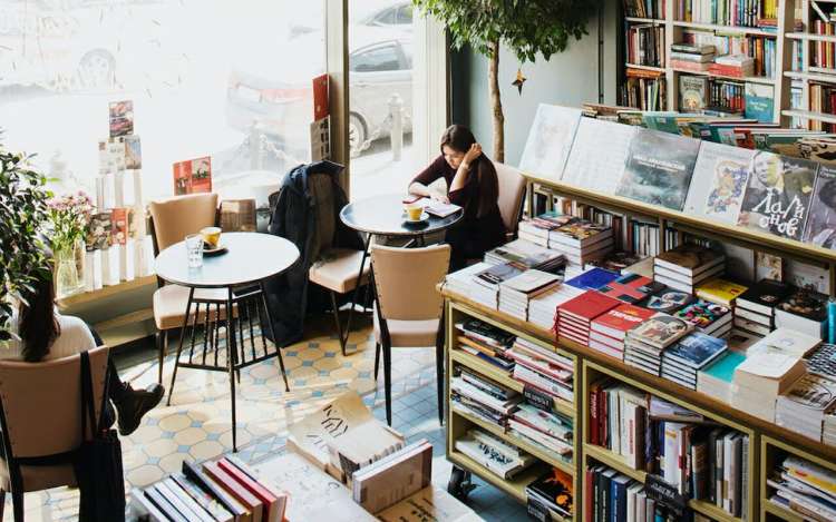 study in a bookstore