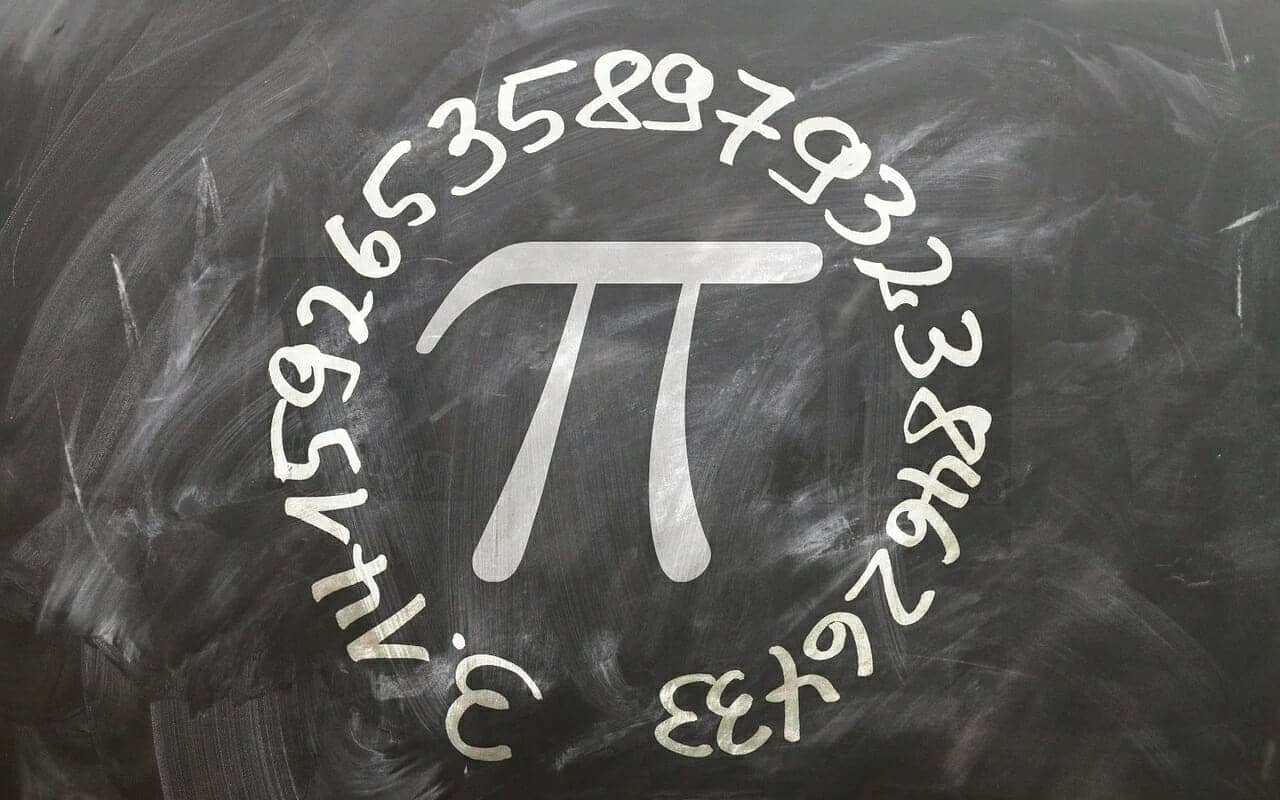 Pi represented on a chalkboard