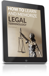 How to Learn and Memorize Legal Terminology book cover in an ipad