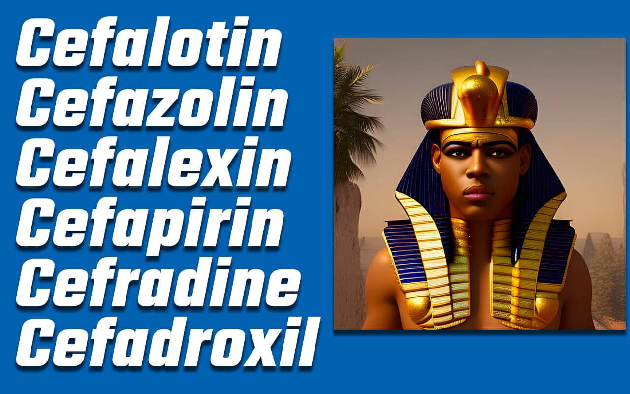 Mnemonic example of a pharaoh for the first generation drugs