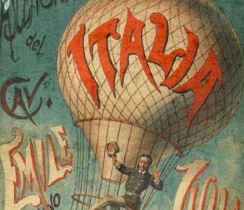 Italian phrases feature image of a balloon with the word Italia on it from a Jules Verne translation into Italian